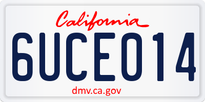 CA license plate 6UCE014