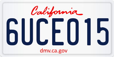 CA license plate 6UCE015