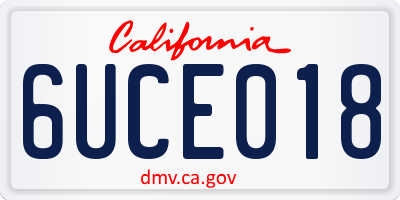 CA license plate 6UCE018