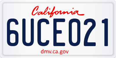 CA license plate 6UCE021