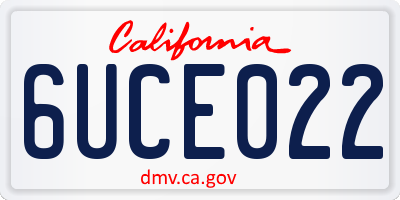 CA license plate 6UCE022