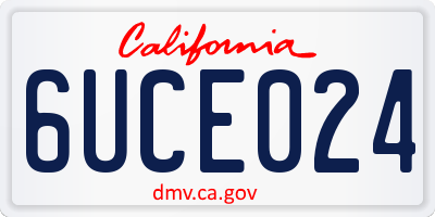 CA license plate 6UCE024