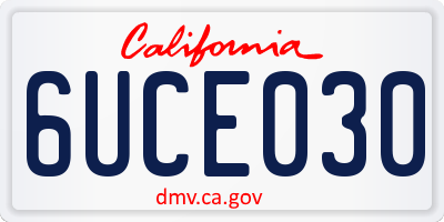 CA license plate 6UCE030