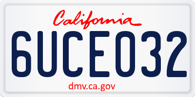 CA license plate 6UCE032