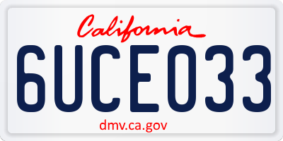 CA license plate 6UCE033