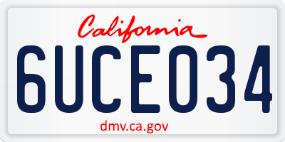 CA license plate 6UCE034