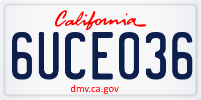CA license plate 6UCE036