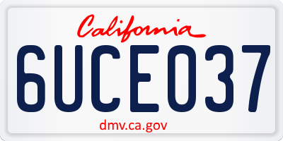 CA license plate 6UCE037