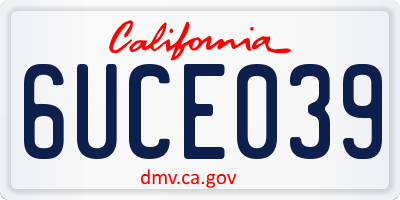 CA license plate 6UCE039