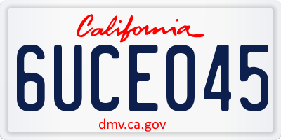 CA license plate 6UCE045