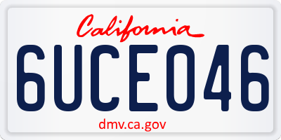 CA license plate 6UCE046