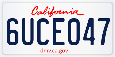 CA license plate 6UCE047