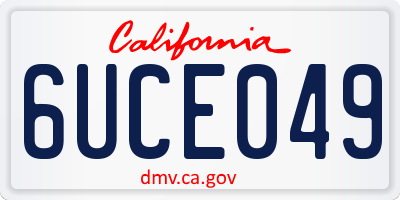 CA license plate 6UCE049