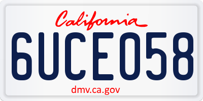 CA license plate 6UCE058