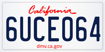 CA license plate 6UCE064