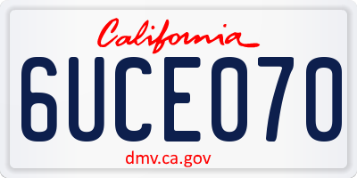 CA license plate 6UCE070