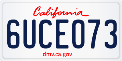 CA license plate 6UCE073