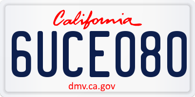 CA license plate 6UCE080