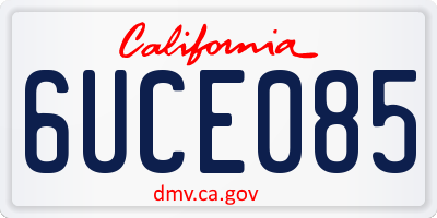 CA license plate 6UCE085