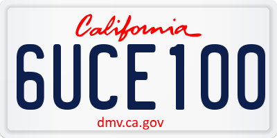 CA license plate 6UCE100