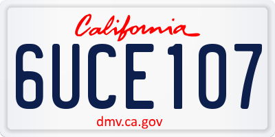 CA license plate 6UCE107