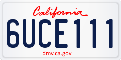 CA license plate 6UCE111
