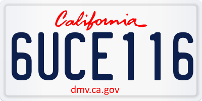 CA license plate 6UCE116