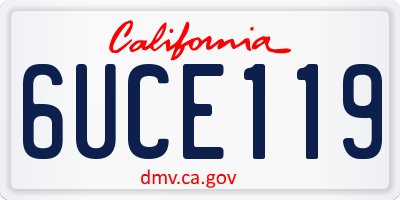 CA license plate 6UCE119