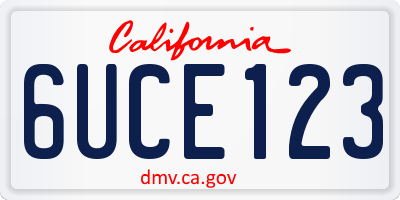 CA license plate 6UCE123
