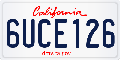 CA license plate 6UCE126