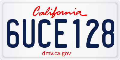 CA license plate 6UCE128