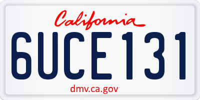 CA license plate 6UCE131