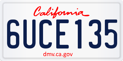 CA license plate 6UCE135