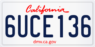 CA license plate 6UCE136
