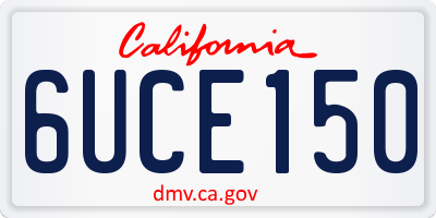 CA license plate 6UCE150