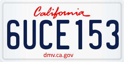 CA license plate 6UCE153