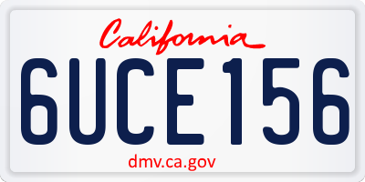 CA license plate 6UCE156