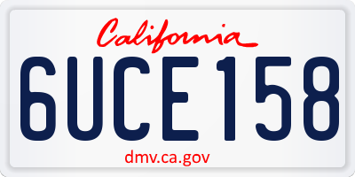 CA license plate 6UCE158