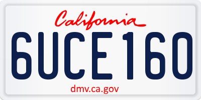CA license plate 6UCE160