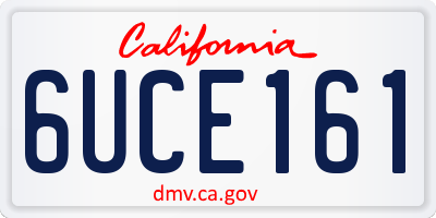 CA license plate 6UCE161