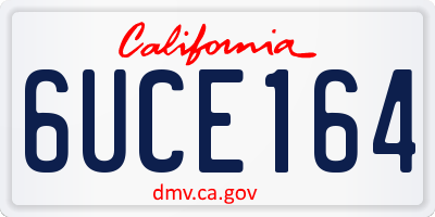 CA license plate 6UCE164