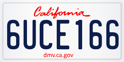 CA license plate 6UCE166