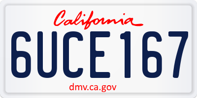 CA license plate 6UCE167