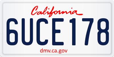 CA license plate 6UCE178