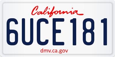 CA license plate 6UCE181