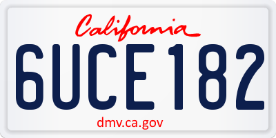 CA license plate 6UCE182