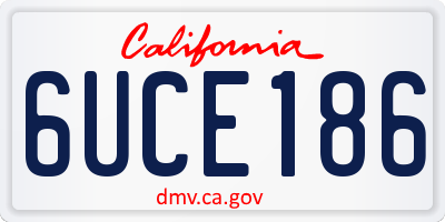 CA license plate 6UCE186
