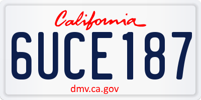 CA license plate 6UCE187