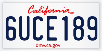 CA license plate 6UCE189