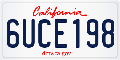 CA license plate 6UCE198